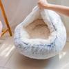Weiches Plüsch-Haustierbett mit Bezug, rundes Katzenbett, Haustiermatratze, warme Katze/Hund, 2-in-1-Schlafnest, Höhle für kleine Hunde