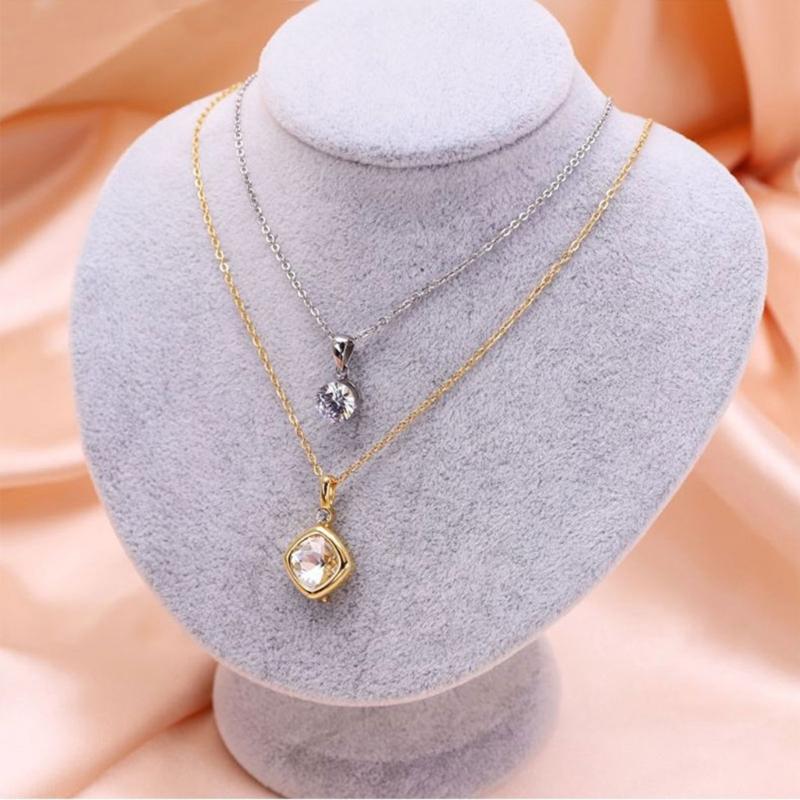 Replaceable Zircon Necklace Birthstone Pendant Neckchain Adjustable Choker Handmade Collarbone Chain Jewelry for Women