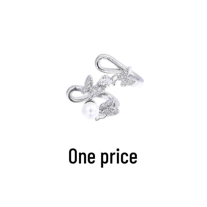 Double-Layer Butterfly Ear Clips - Trendy Hollow Arabesque Design for Autumn/Spring, Sweet & Cool Style, No Piercing Needed