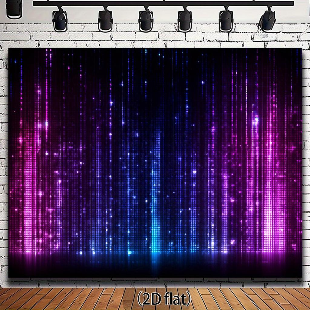 2D planar banner, 1 piece of a dazzling purple and blue stage-themed background, party banner, home decoration