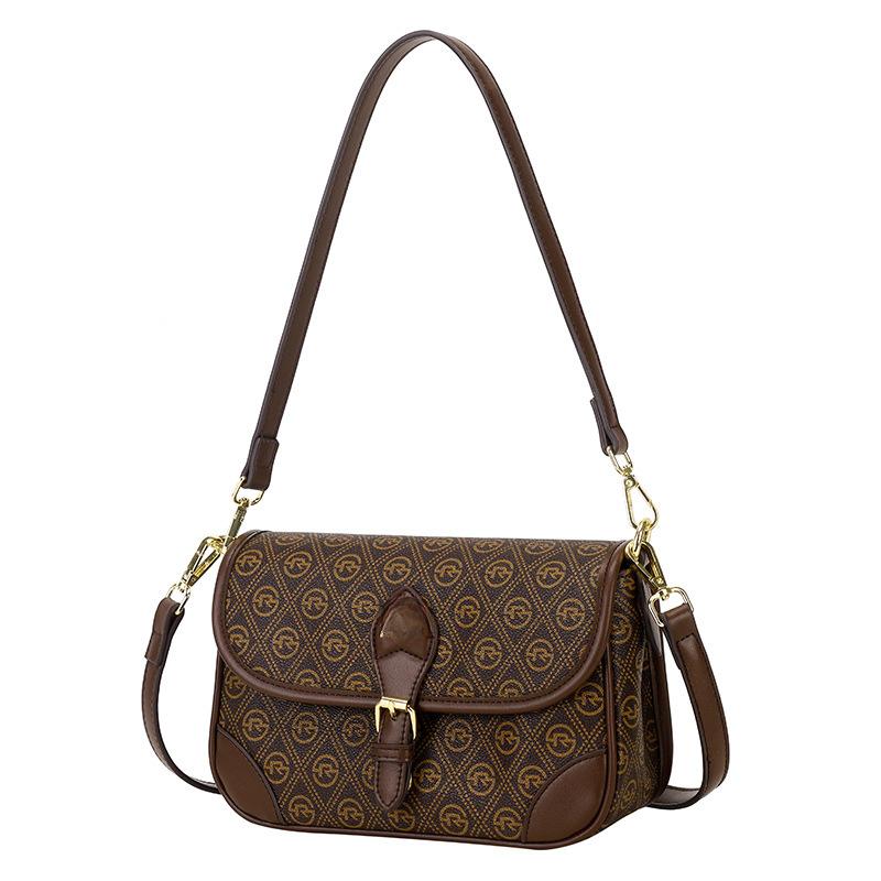 Summer Retro Baguette Bag, Middle-aged Lady's Bag, Light Luxury Classic Printed Underarm Bag, Single-shoulder Crossbody Bag