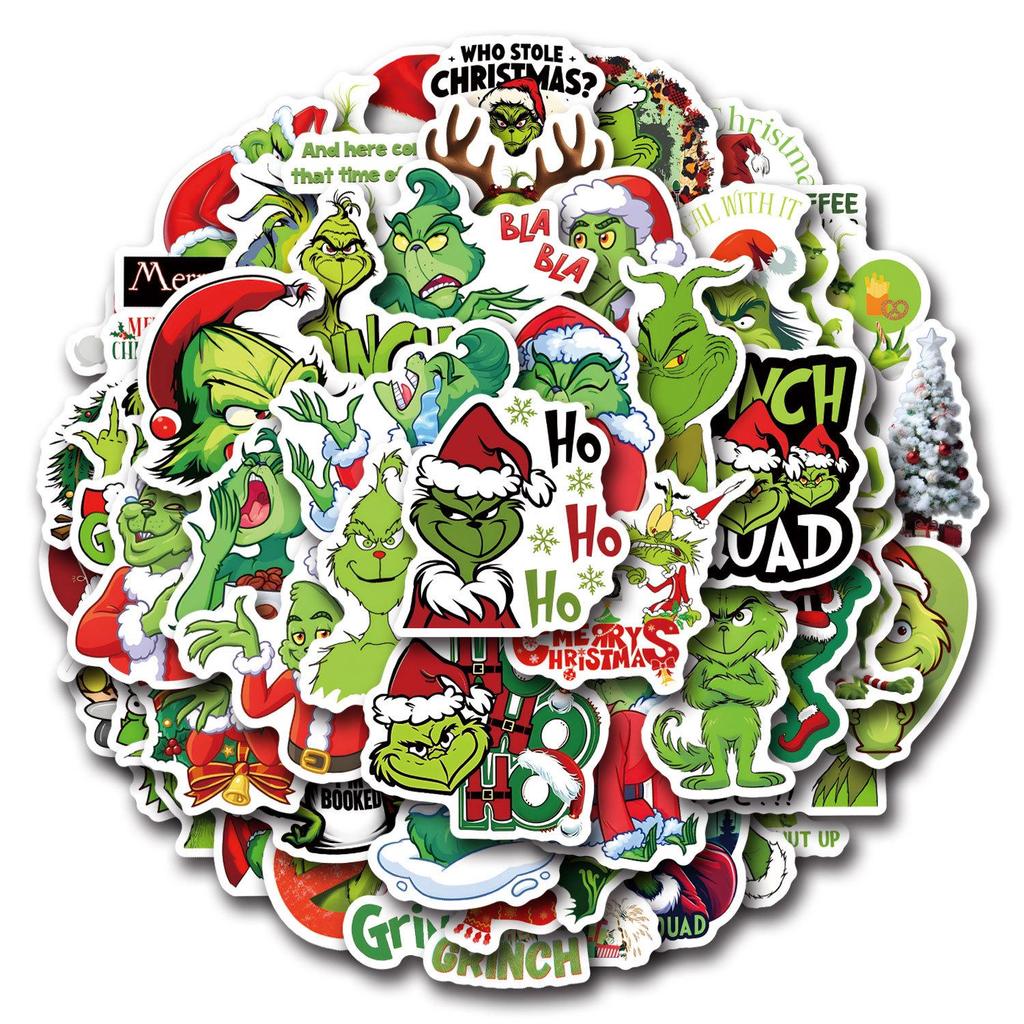 55 Cross-Border Grinch Christmas Graffiti Stickers for DIY Suitcases & Waterproof Phone Decoration