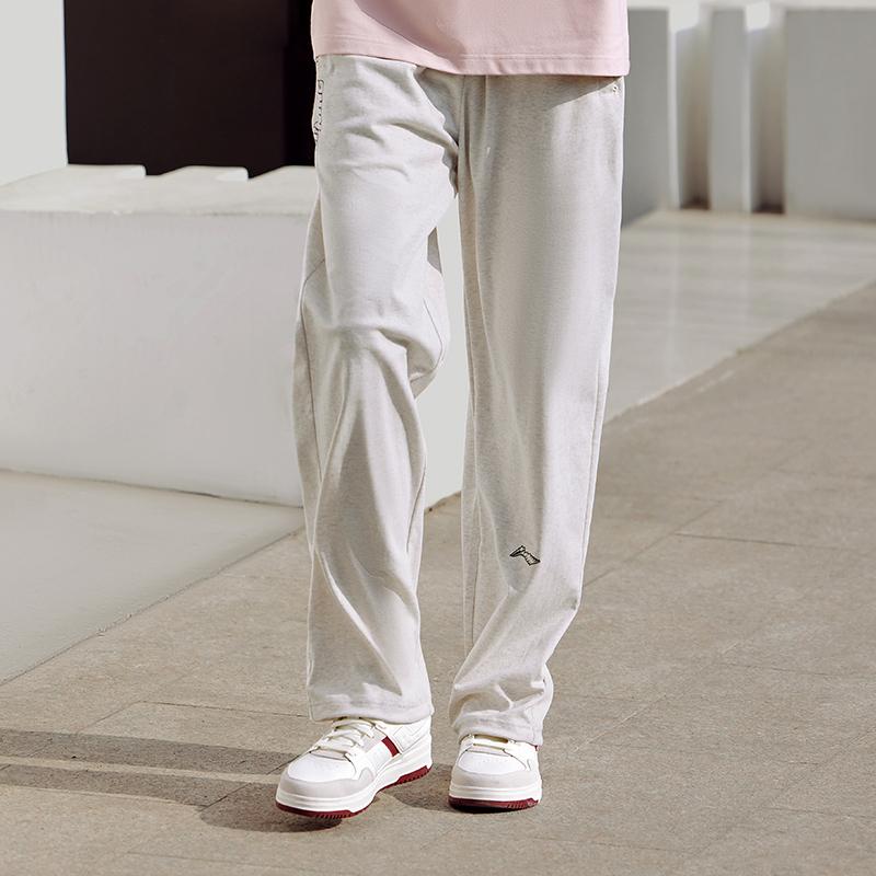 Li-Ning Ice Silk Quick-Dry Cool Thin Printed Elastic Waist Fashion Casual Straight Leg Knitted Sports Pants Men Pants Flower-Gray Tile-Gray AKLU703-2