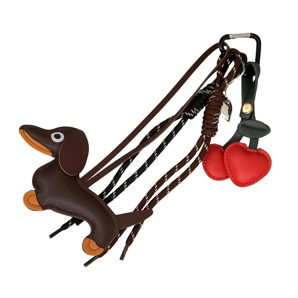 Vintage Dachshund Dog Keychain Unique Styles Sturdy PU Materials Elegant Charm for Bag and Keys Decoration Daily Use