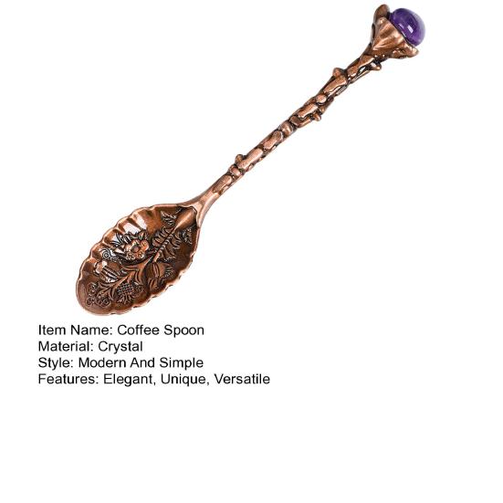 Crystal Coffee Scoop Vintage Carved Stirring Spoon Irregular Polished Stone Dessert Spoon