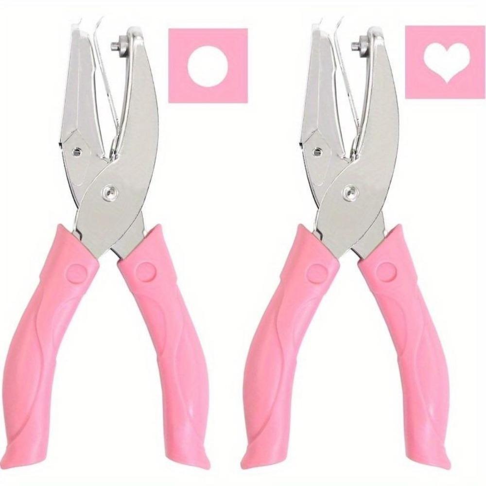 2 vnt. rankinių skylamušių, širdelės/žvaigždutės/apskritimo skylamušiai 1/4 colio metalinis vienos skylės popieriaus skylamušis, su minkšta rankena etiketėms, drabužių etiketėms