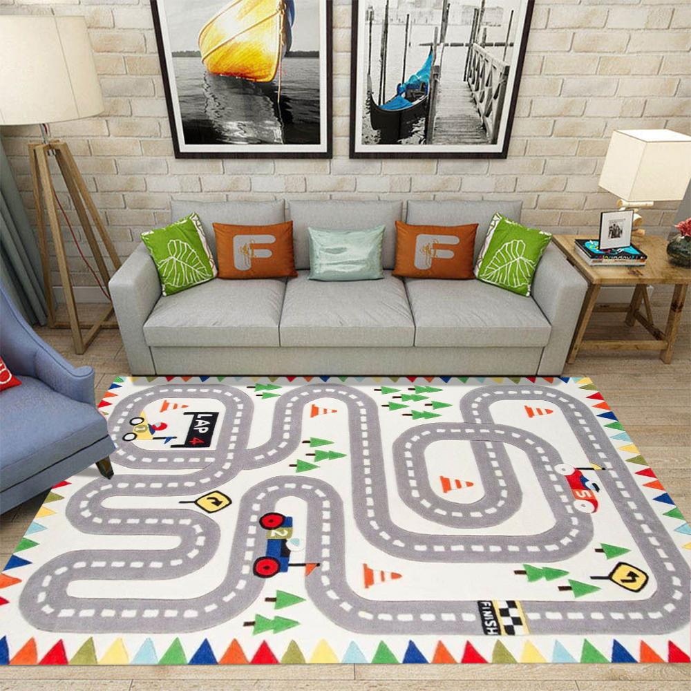 Urban Transportation Carpet Car Track Children's Game Rug Bedroom Living Room Anti Slip Floor Mat Home Decoration