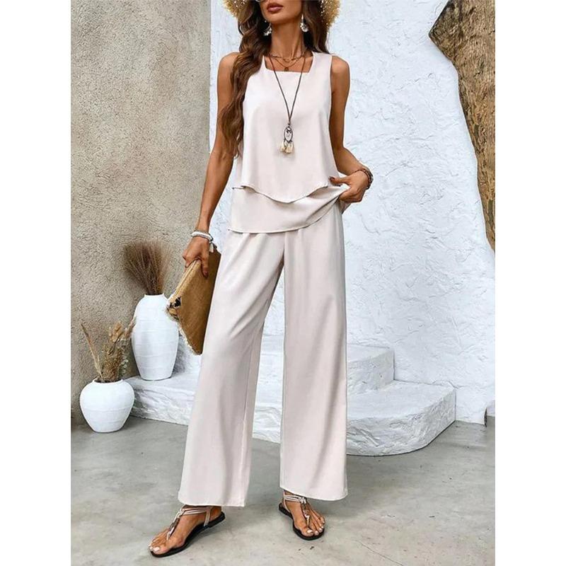 QICED Women's Fashion Casual Sleeveless Pants Suits