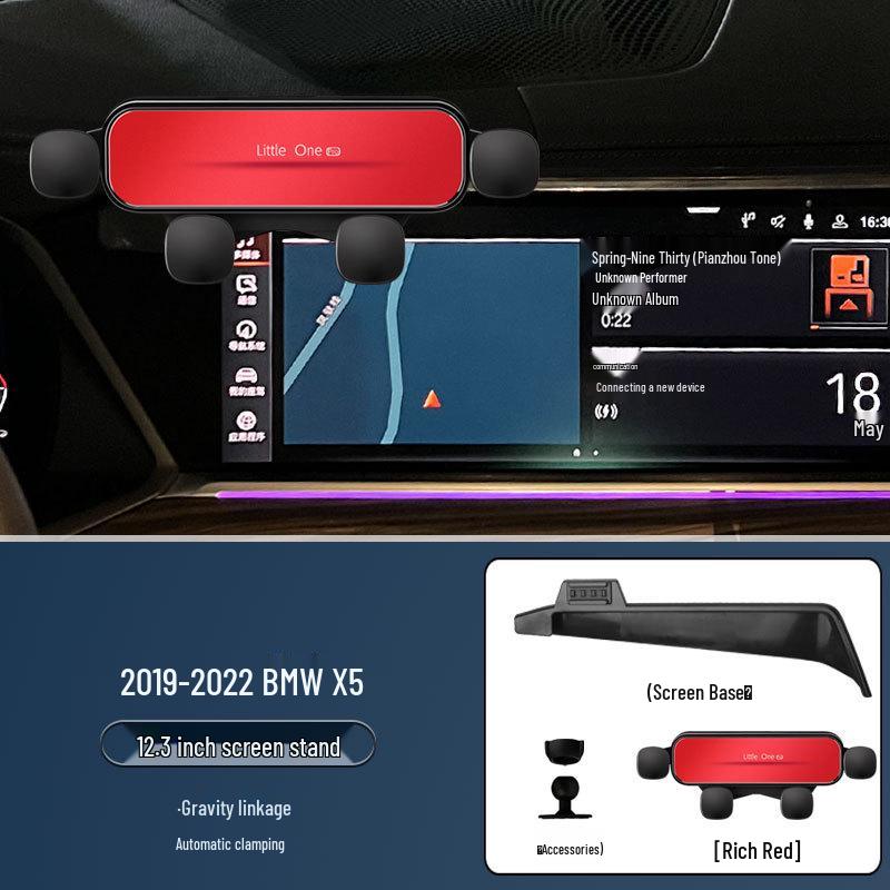 Soporte de teléfono con carga inalámbrica para BMW X5 (2014-2023) con Navegación de Modelo de Pantalla.