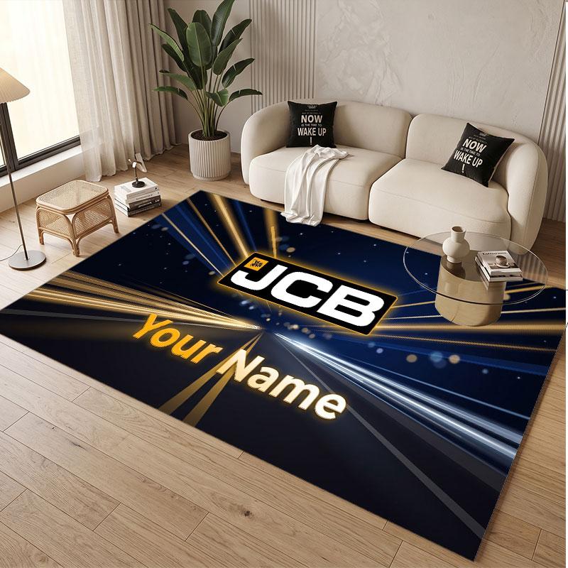 Custom Rug JCB Pattern Print Name Text Soft Non‑Slip Floor Carpet for Home Indoor Decoration