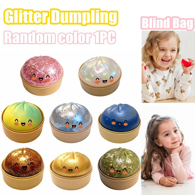 Glitter Dumpling Squishy Stress-Relieving Toys Fun Pinch Squeeze Ball Soft Fidget Relax Molding Popular Children Favor Gifts