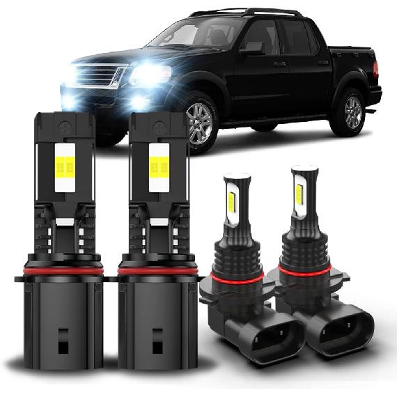 

For Ford Explorer Sport Trac 2001 2002 2003 2004 2005 Light Bulbs combo,9007 Hi-Low Beam 9145 Fog Light Bulbs,6000K White,800% Brighter