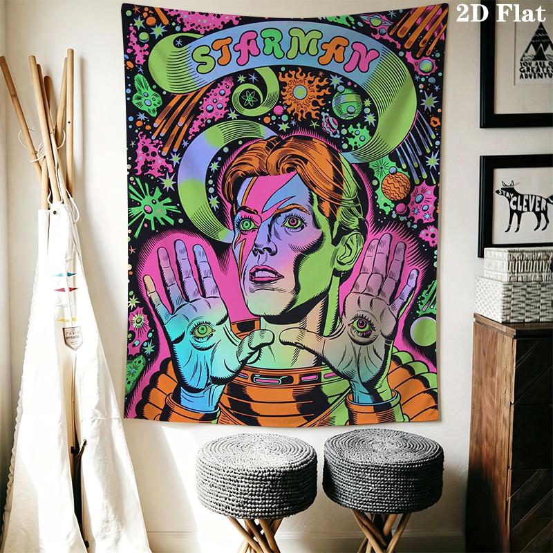 David Bowie: Starman Cosmic Pattern Home Decor Tapestry, Wall Hanging, Decorative RV Wall Cloth.ZGT0914031