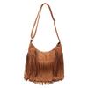 Borsa a Spalla Grande con Frange in Ecopelle per Donna Stile Streetwear Moda