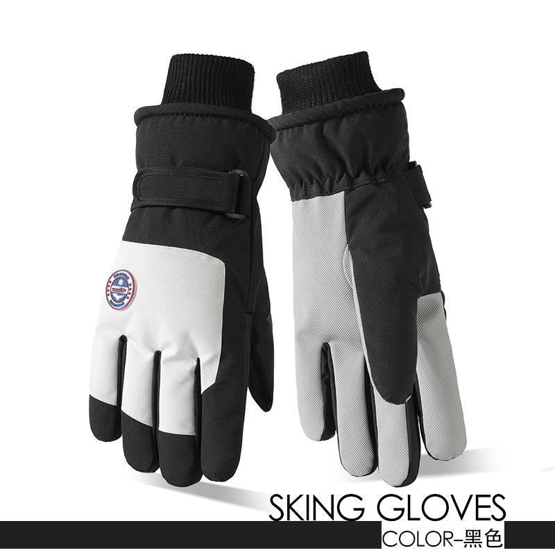 Ski Gloves Fleece Men's and Women's Ski Gloves Female Students Outdoor Electric Vehicle Riding Fleece Finger Gloves Men's Winter