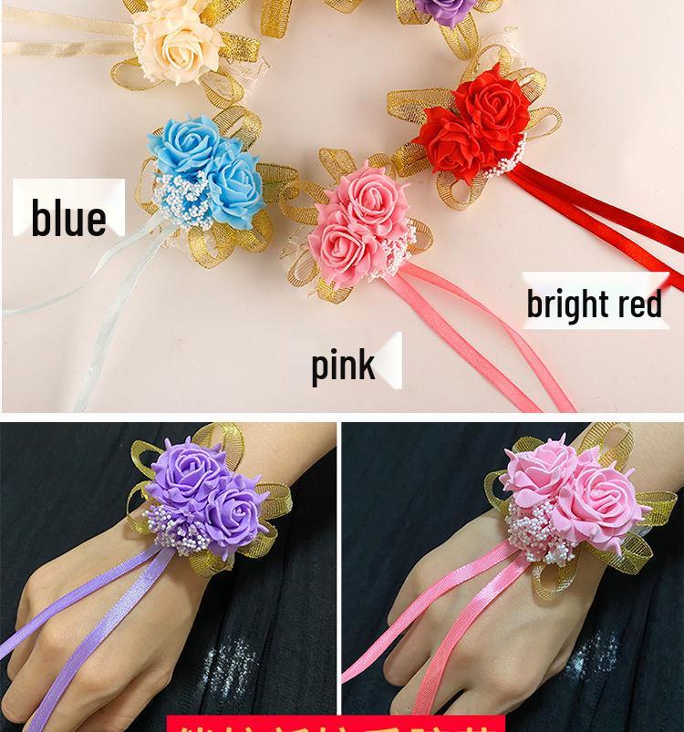 Korean Style Bridesmaid Wrist Corsage & Boutonniere, Simple Sisterhood Flower Ring for Weddings