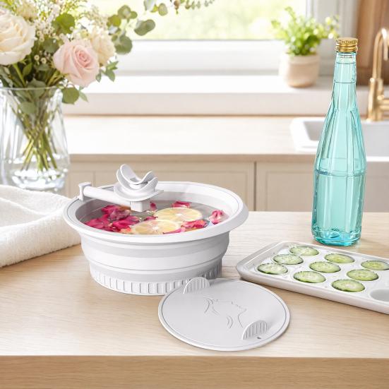 Bain de Glace pour le Visage, avec Design de Tuyau de Respiration, Silicone Pliable Outil Spa de Thérapie par le Froid pour Soin de la Peau, pour la Maison, le Voyage, le Camping