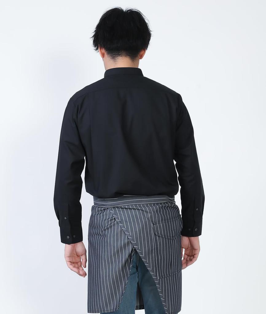Seven Uniform GH7021-9 Black, Size Small, Long Sleeve Stand Collar Shirt, Oxford Cloth, Restaurant Uniform