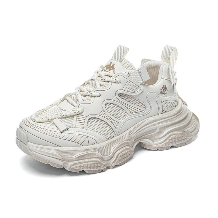 Kappa Urban Sports Mesh Breathable Platform Comfortable Versatile Non-Slip Wear-Resistant Low-Top Dad Shoes Women Sneaker White K0E25MC62J-012