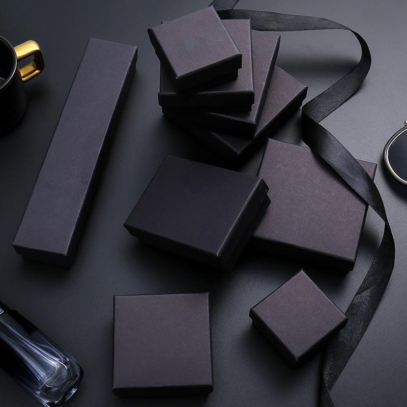Black Kraft Paper Jewelry Packaging Box for Rings, Earrings, Bracelets, Necklaces, Bangles, and Pendants