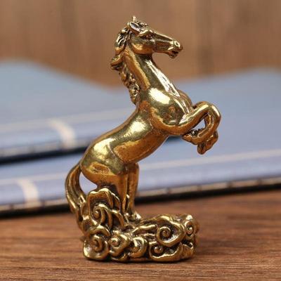 Mosazná stolní ozdoba kůň, socha na konferenční stolek do obývacího pokoje, kovové řemeslo, domácí dekorace, soška koně čínského zvěrokruhu