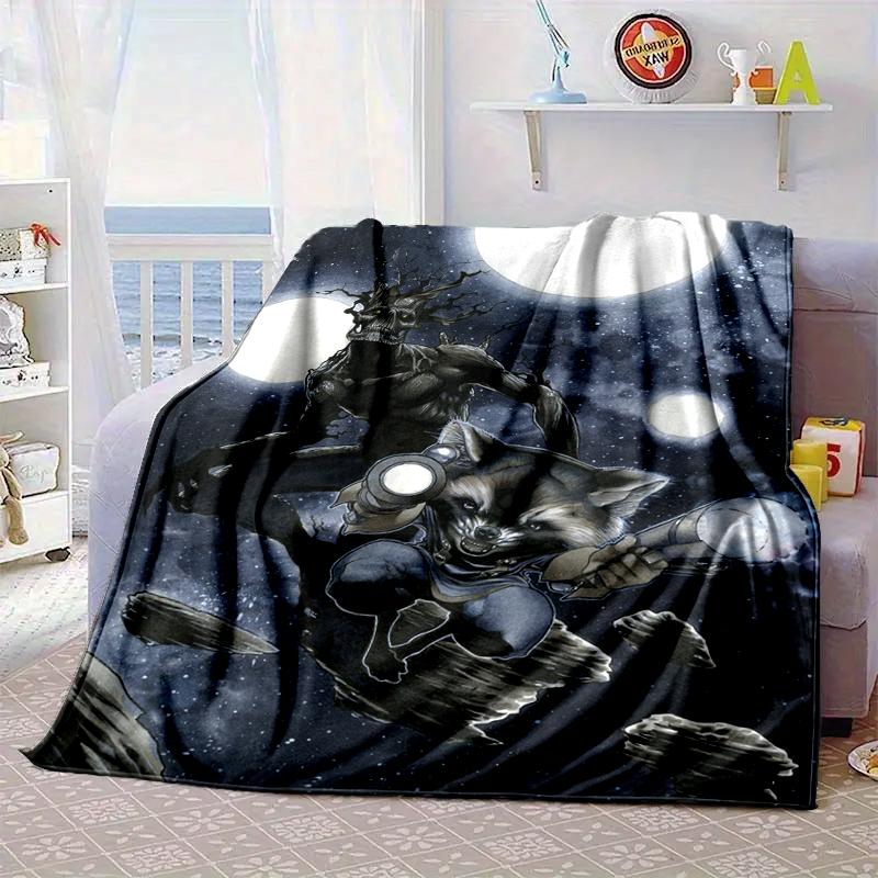 Galactic Raccoon Hero Blanket Flannel Blanket for Bed, Sofa, Camping, Hiking, Picnic Essentials, Gift for Family Fan Gifts