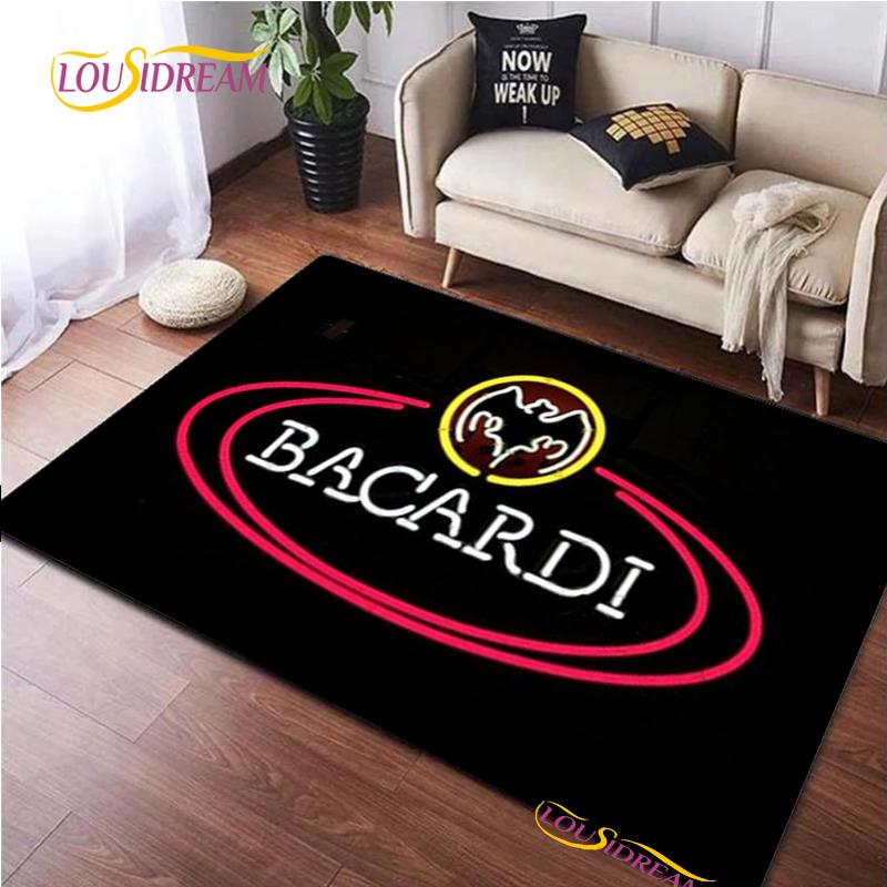Bacardi Rum Logo Kreative Bereichsteppiche, Teppich für Wohnzimmer Schlafzimmer Heimdeko, Kinder Küche Badezimmer Rutschfeste Fußmatte Alfombra