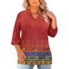 Women's Fashion Casual Round Neck Three-Quarter Sleeve Oversized Print Top