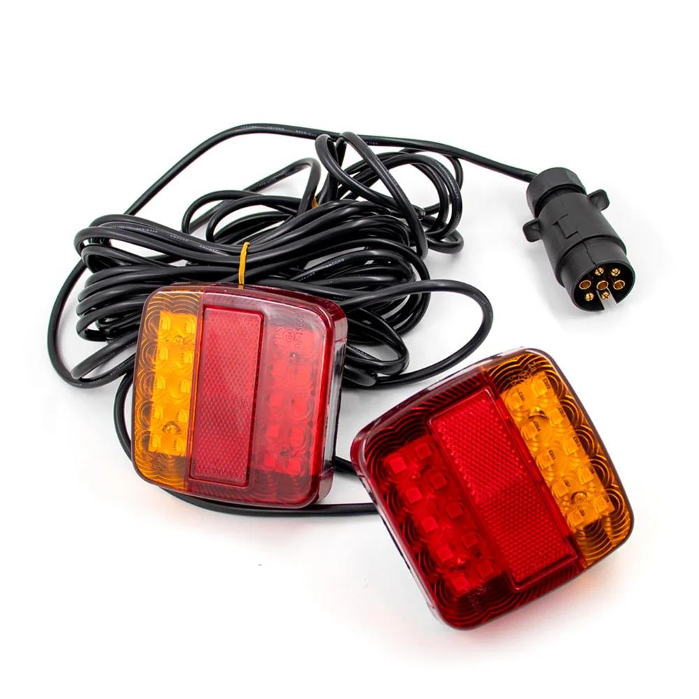 1Set Universal 12V 16 LED Rear Towing Trailer Tail Light 10m Cable 7 Pin Brake Stop License Number Plate Lamp Waterproof Lights