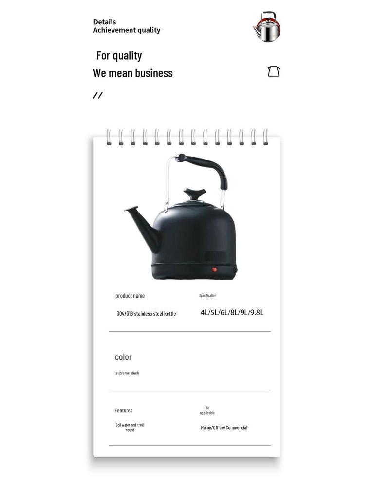 316 Stainless Steel Large Capacity Electric Kettle with Whistling and Heat Preservation, Suitable for Mother and Baby.