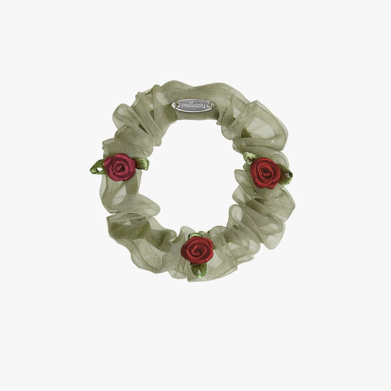 Mellotory Mini Rose See-through Scrunchie (khaki)