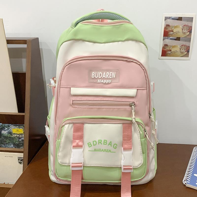 Schoolbag Children Elementary School Girls Junior High School Students Large Capacity Color Blocking Large Capacity Backpack