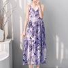 Printed women's cotton and silk nightgown large size sweet floral pajamas sleeveless loungewear summer thin can be worn outside