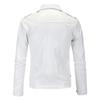 New men's locomotive slim-fitting leather jacket, stand-up collar cut oblique zipper, white leather jacket, leather jacket PY