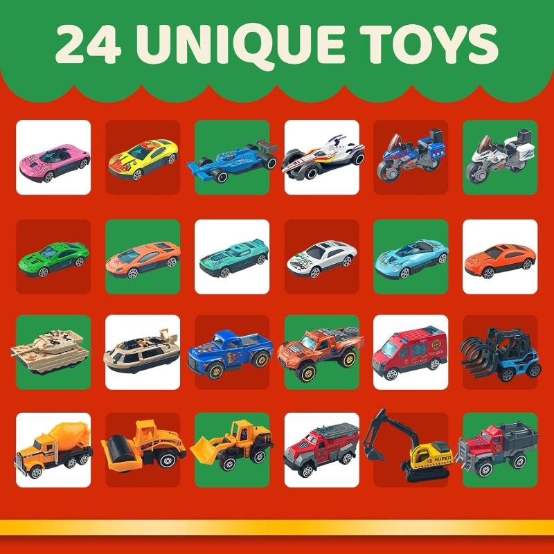 Advent Calendar 2025 for Kids, Alloy Car Engineering Car Set for Boys and Girls Christmas Gifts Christmas Countdown