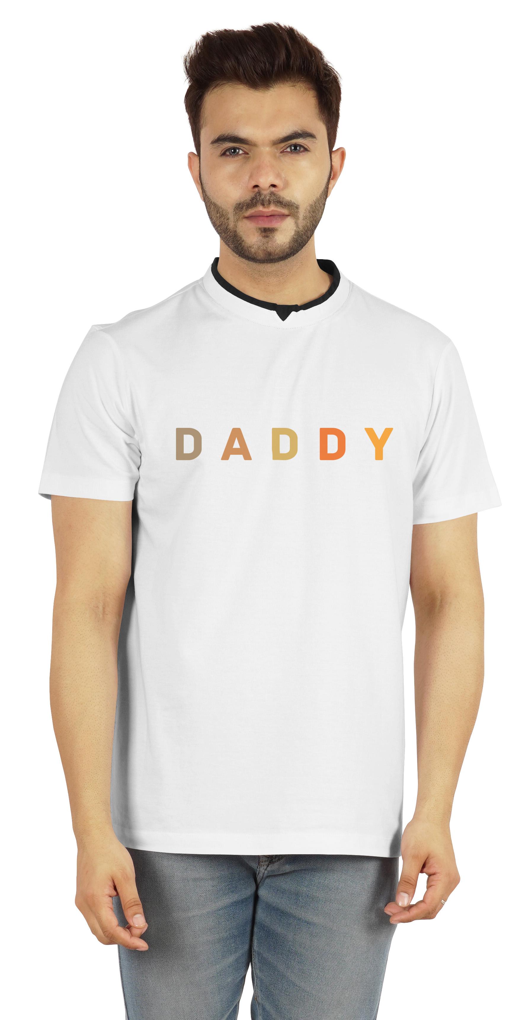 

Inkmeso Men s Round Neck with V Cut Graphic Quote Daddy Tshirt For Dads Jersey XXL білий
