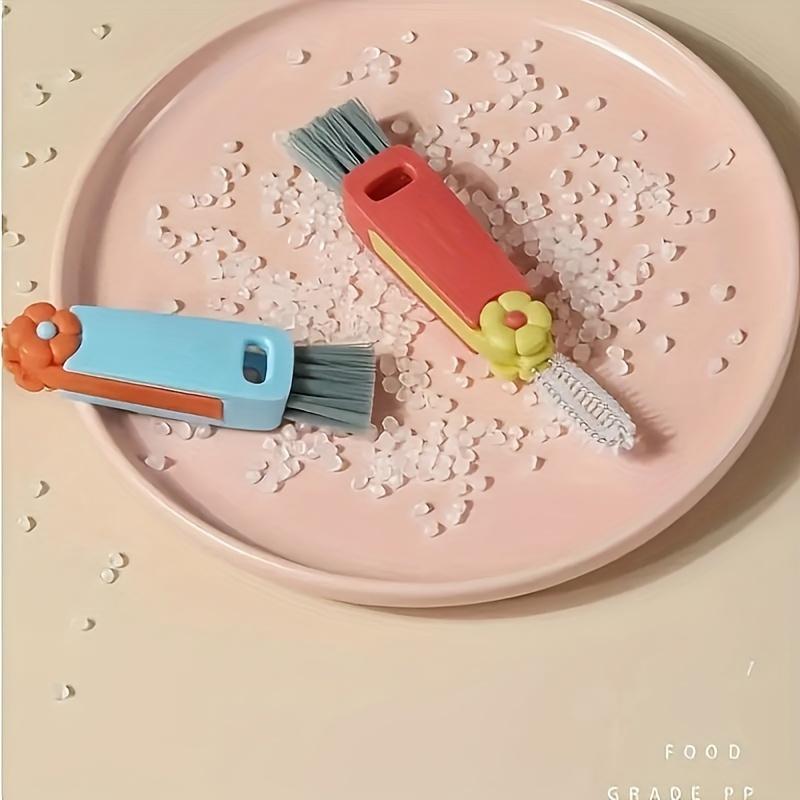 1 pièce Brosse de nettoyage 3-en-1 multifonctionnelle pour couvercle de tasse et interstices - Éponge à poils doux pour cuisine et salle de bain, Outil ménager portable, Conception à suspendre