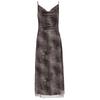 2025 Summer Ink Splatter Print Cowl Neck Long Dress