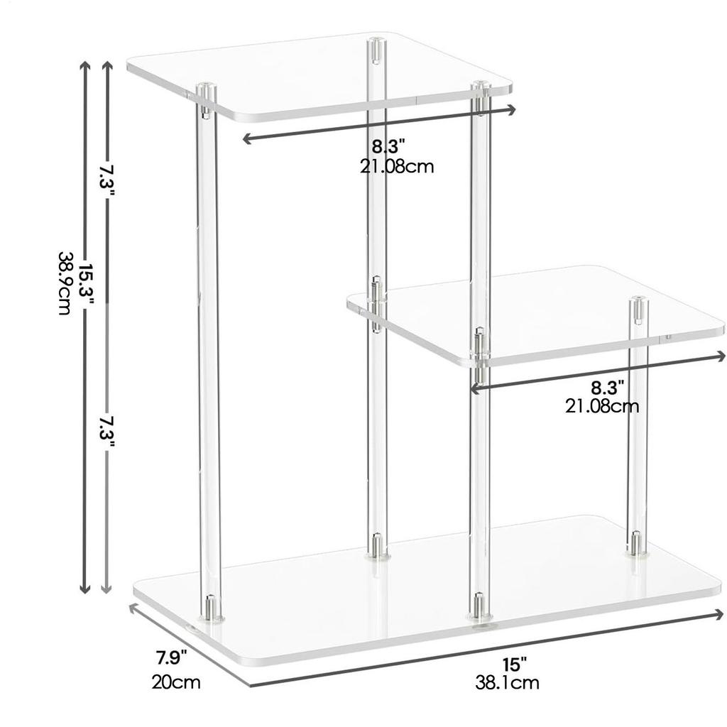Acrylic End Table 3 Tier Clear Side Table Nightstand Transparent Furniture for Entryway Study Room Hallway Living Room Bedroom