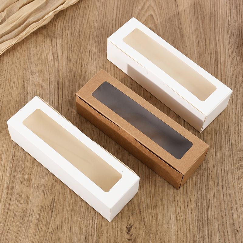 10/20Pcs Macaron Box with Clear Window Kraft Paper Cookie Candy Dessert Cake Box Wedding Birthday Party Christmas Gift Packaging