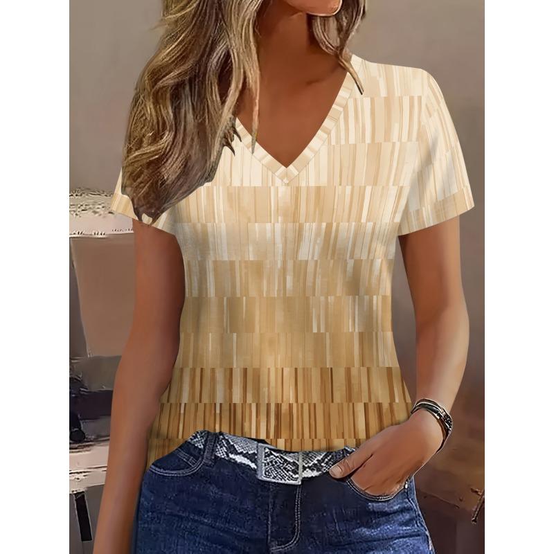 Women s Summer Comfortable Short-Sleeve Fashionable Versatile T-Shirt Simple and Elegant Top S