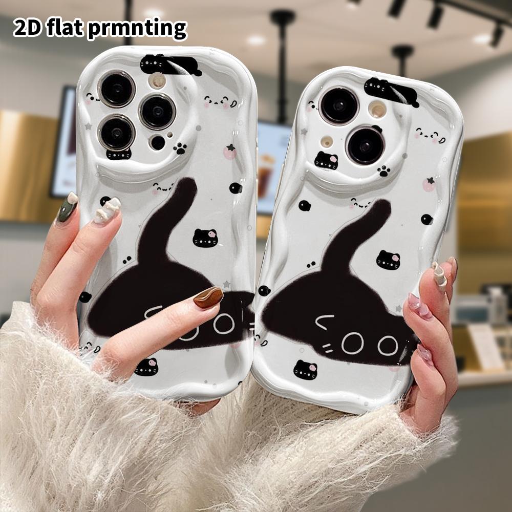 Phone Case: 2D Flat Design Suitable for iPhone 18, 17, 16, 15, 14, 13 Pro Protective Case, Full Print with Little Black Cat Pattern, Perfect Christmas