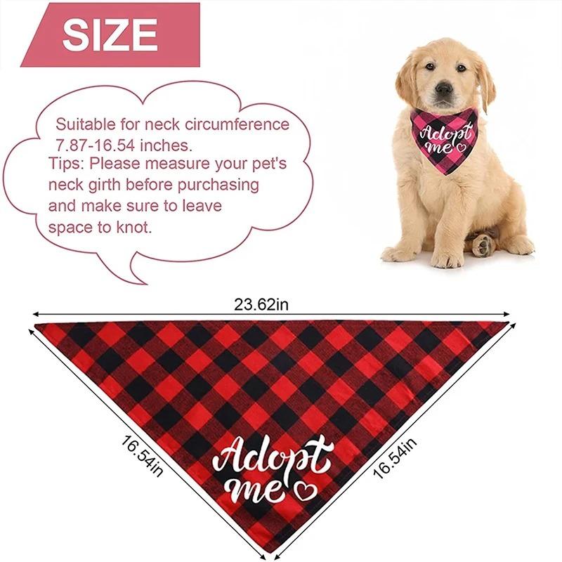 Hunde-Bandanas Adopt Me Plaid Verstellbare Lätzchen für Hunde Katzen Haustier Schal Zubehör