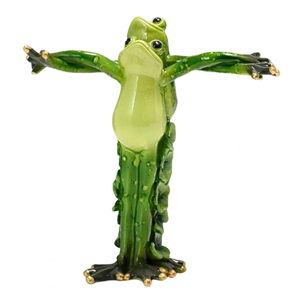 Cartoon Couple Frog Figurine Yoga Frog Statue Resin Sports Frog Sculpture Home Office Desktop Decoration Ornament
