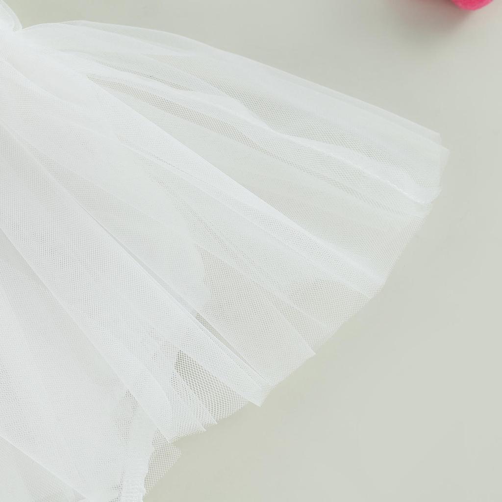 Baby Girl Summer Outfits, Short Sleeve Bow Front Romper Tulle Dress with Headband Set 2Pcs Clothes