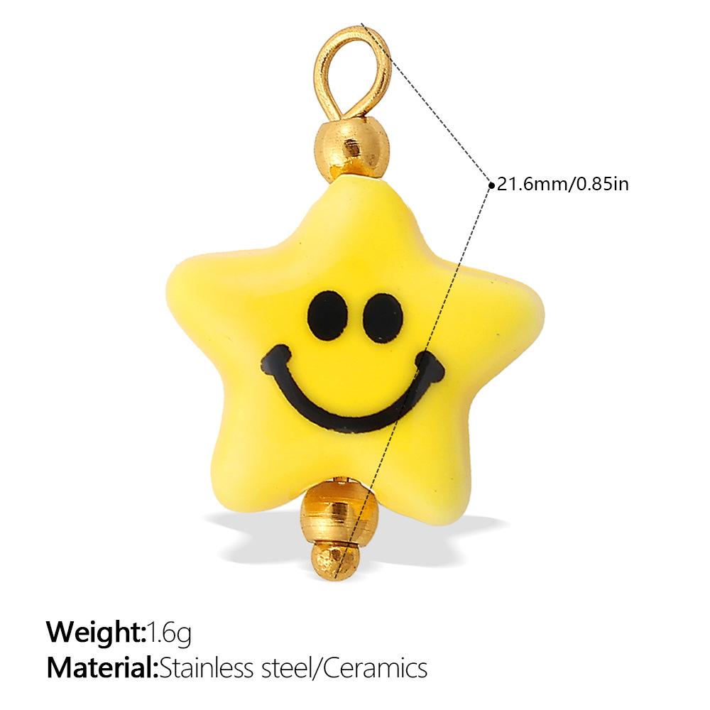 European and American sweet and cool style DIY dopamine ceramic pendant stainless steel plated 18K gold creative jewelry collection