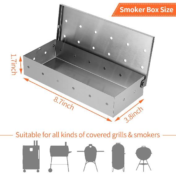 2 Pack Stainless Steel Smoker Box, for Use with Wood Chips To Add Smoky BBQ Flavor To Gas or Charcoal Grills