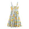 TAOP&ZA Summer Women's Linen Print Slim Midi Slip Dress