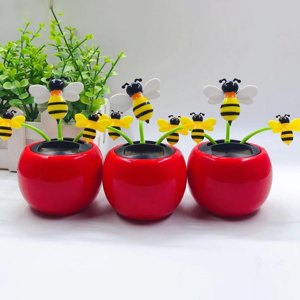 Solar Automatic Swing Sun Flower, Car Balcony Decoration, Bee Car Interior Decor
