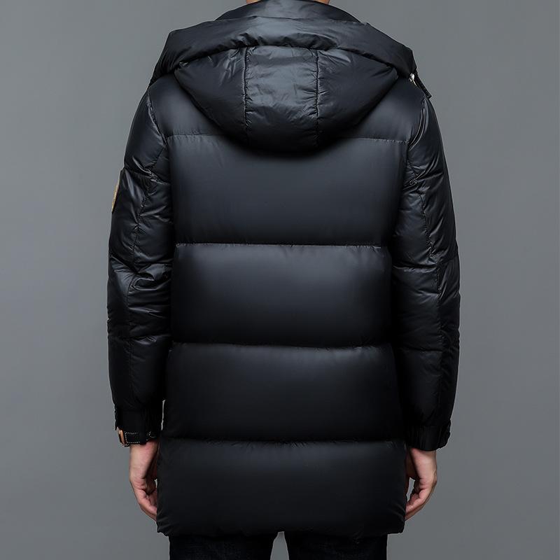 Vinter Ny Herre Dunjakke Fortykket Middels lengde Hette Kaldsikker og Varm Utendørs Herrejakke Dunjakke